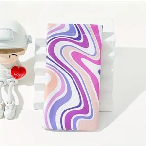 Colorful Design Glasses Pouch Soft Eyewear Sleeve PU Leather, Purple Swirls